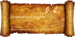 Joanovits Lajos névjegykártya